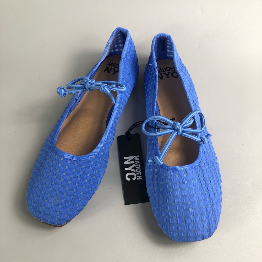 Madden NYC Women's Bright Blue Bow Ballet Flats Size 5